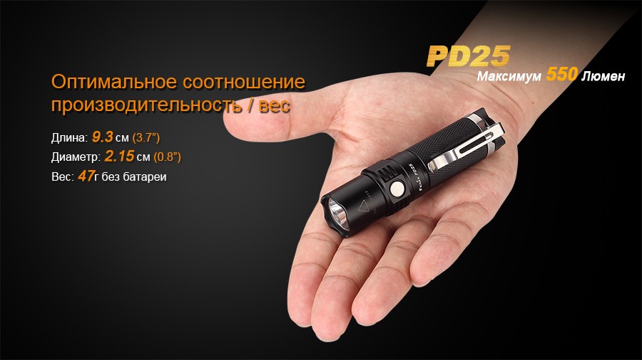 Ліхтар ручний Fenix PD25+16340 USB, фото 10