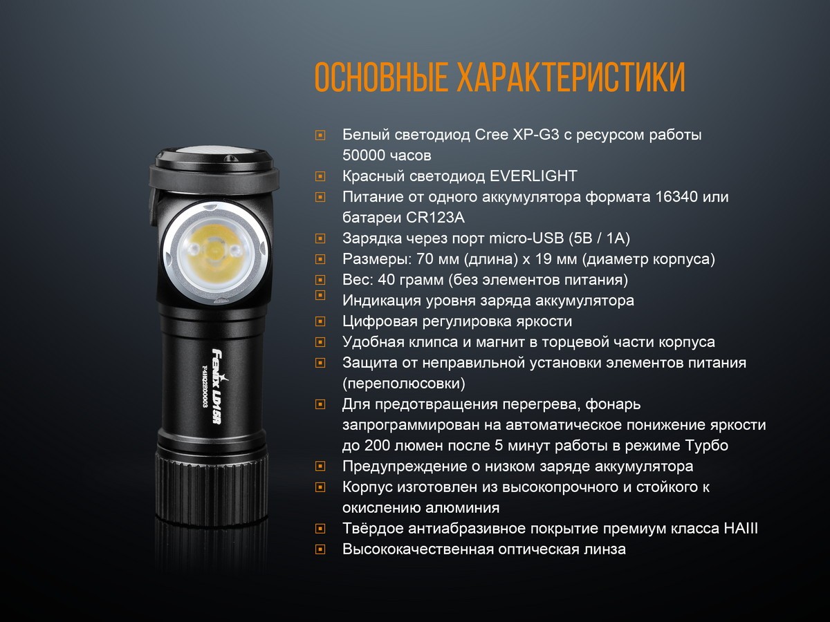 Ліхтар ручний Fenix LD15R Cree XP-G3, фото 20