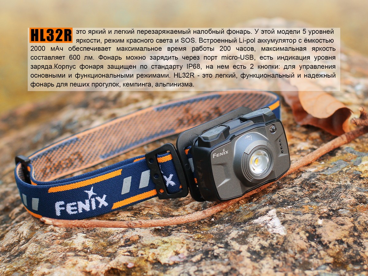 Ліхтар налобний Fenix HL32R блакитний, фото 5