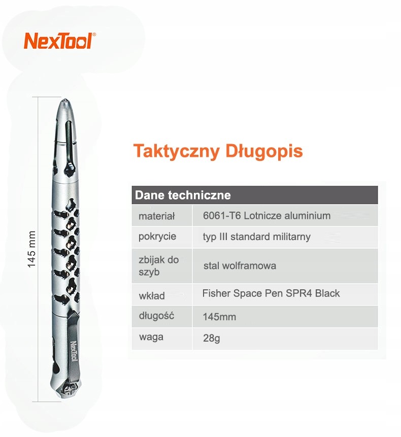 Тактична ручка NexTool Tactical Pen KT5506, фото 4