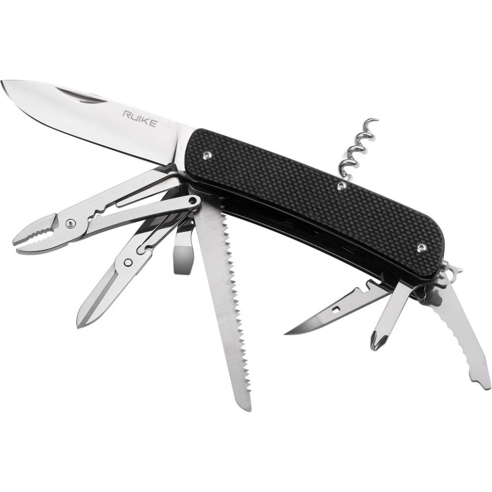 Багатофункціональний ніж Ruike Criterion L51, (8.5 см) 12C27 / G10 чорний, 23 інстр.
