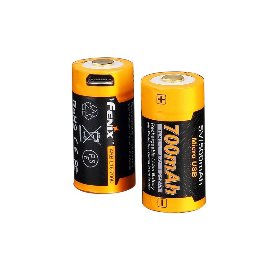 Акумулятор 16340 Fenix (700 mAh) micro usb зарядка, фото 2
