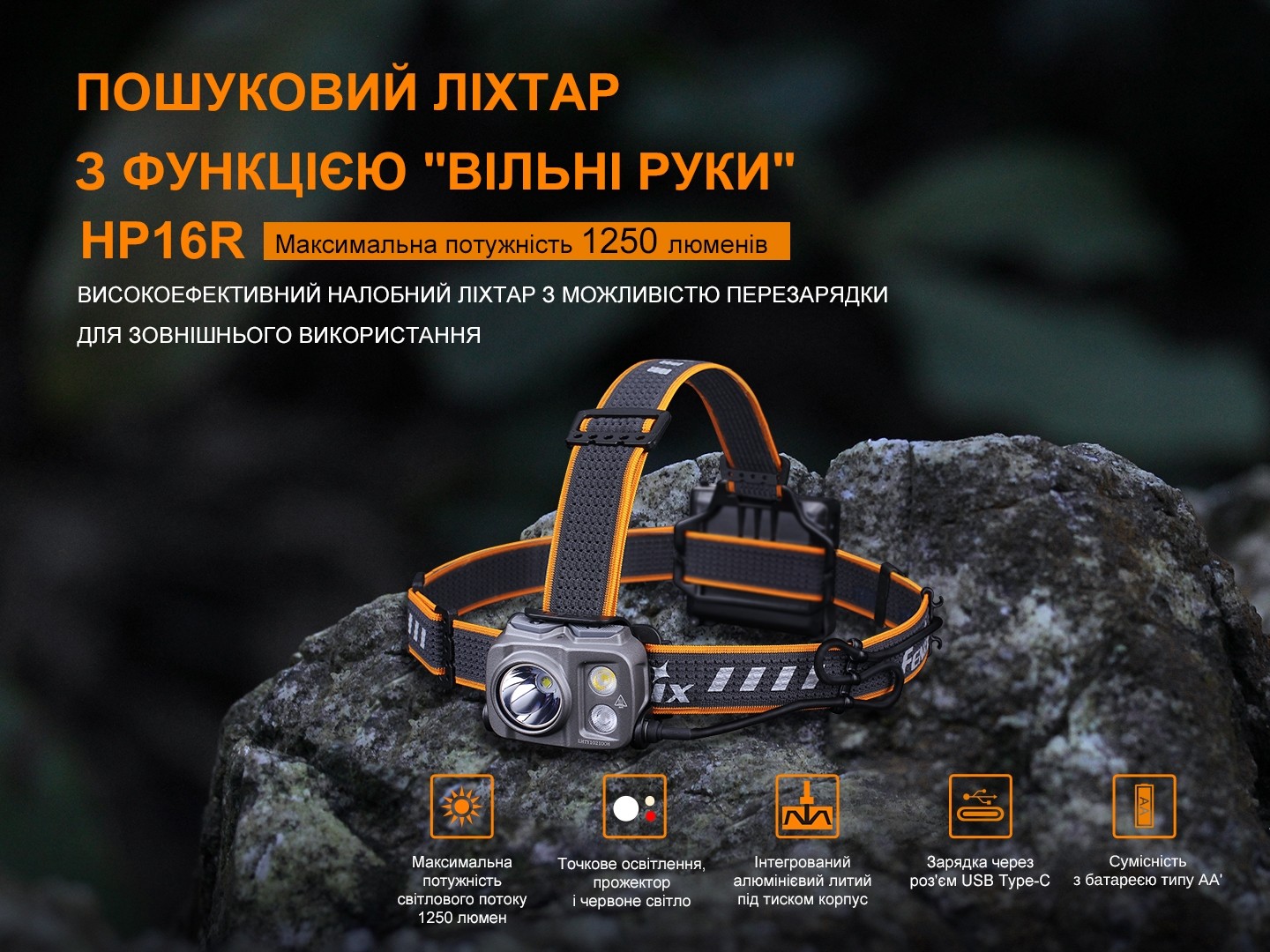 Ліхтар налобний Fenix HP16R, фото 5