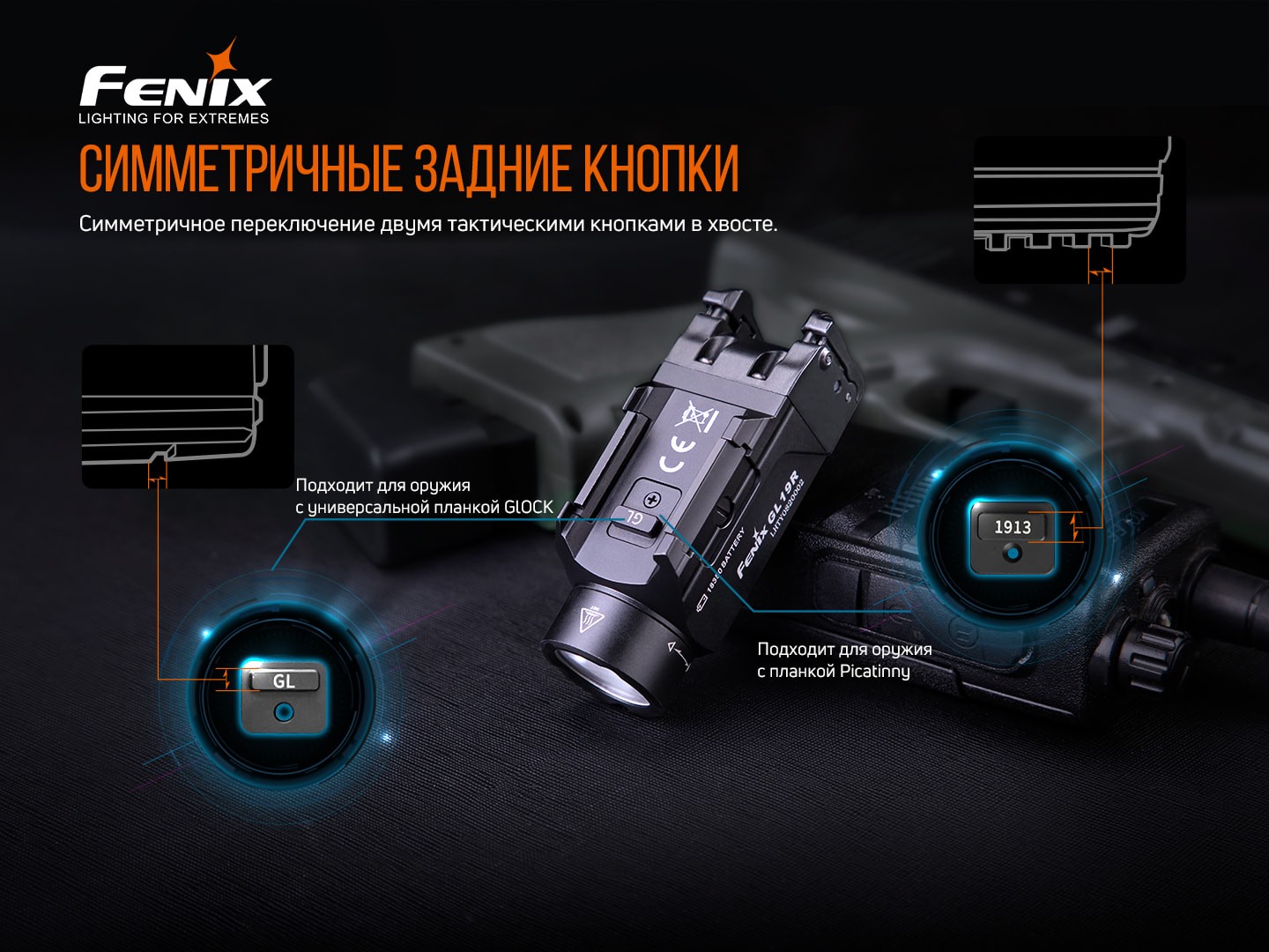 Ліхтар до пістолета Fenix GL19R, фото 9