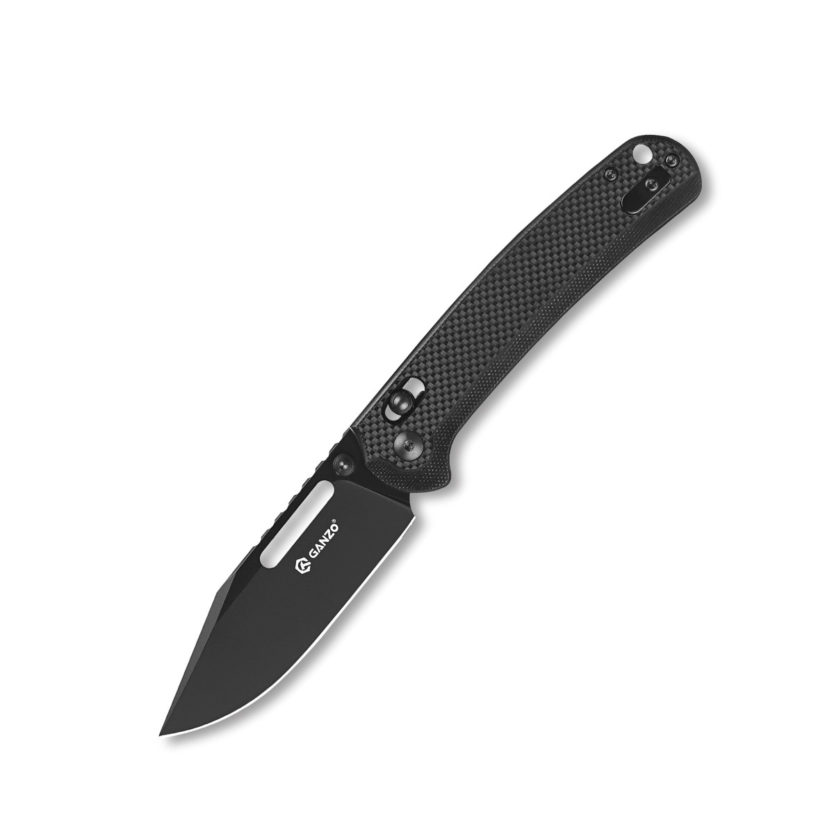 Ніж складаний туристичний Ganzo G768PT (8.8 см) D2 / G10 чорний, чорний клинок