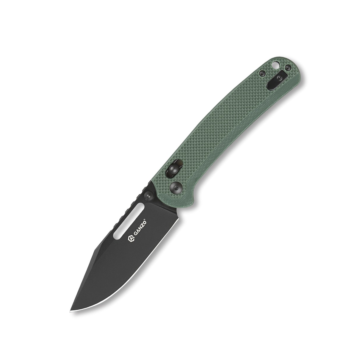 Ніж складаний туристичний Ganzo G768PT D2 / G10 синьо-зелений, чорний клинок