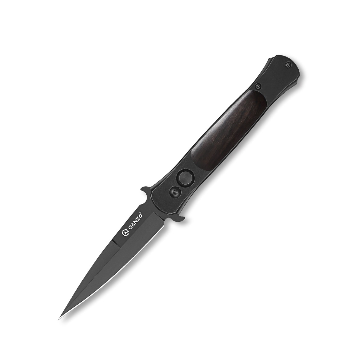 Ніж складаний туристичний Ganzo G707В (8.5 см) 440C / сталь з деревом чорний