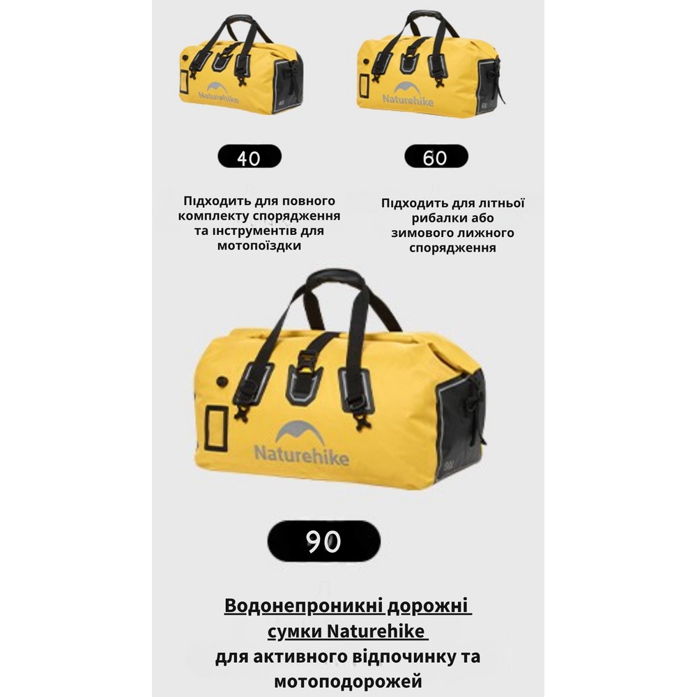 Водонепроникна дорожня сумка Naturehike CNK2450XB015, 40 л, чорна, фото 4