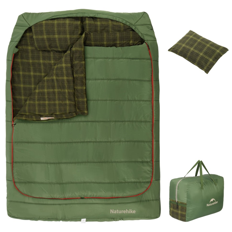 Спальний мішок двомісний із подушками Naturehike CNK2350WS019, зелений