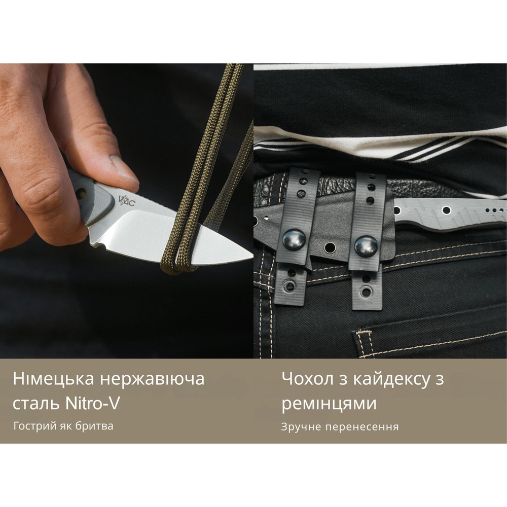 Ніж фіксований тактичний Civivi SOKN, (7.2 см) Nitro-V / G10 сірий, фото 20