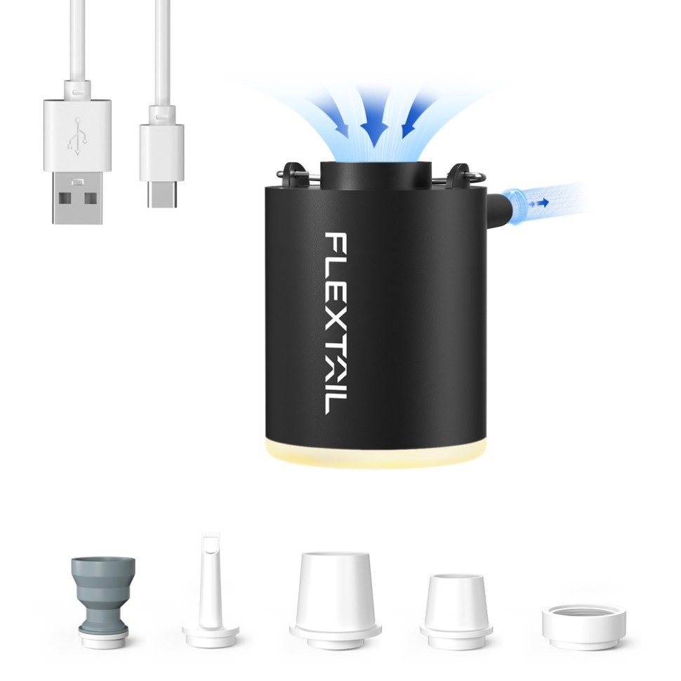 Насос-ліхтар кемпінговий Flextail Tiny Pump Х, чорний із вакуумними пакетами