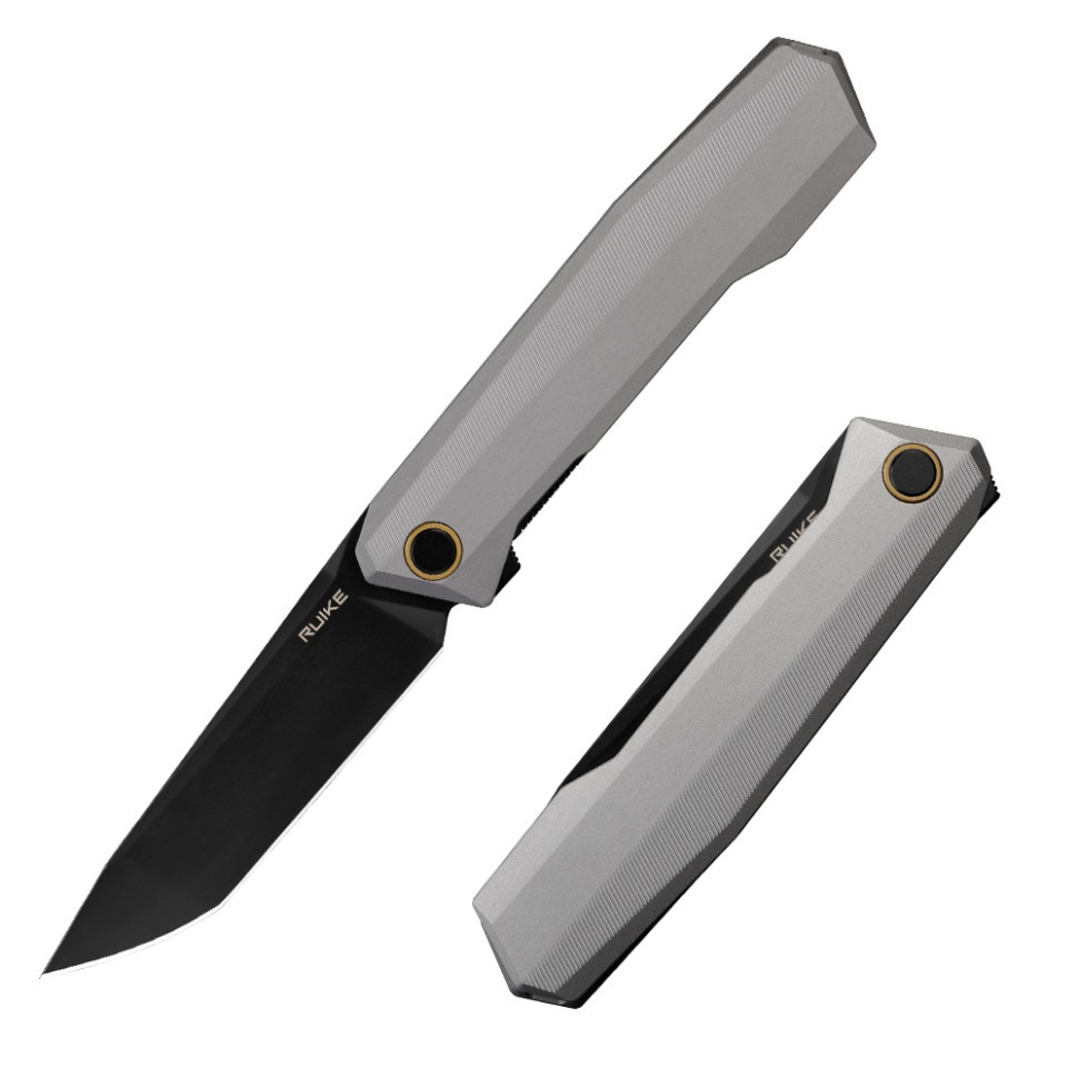 Ніж складаний туристичний Ruike P166-AК, 14C28N / Aluminum сірий
