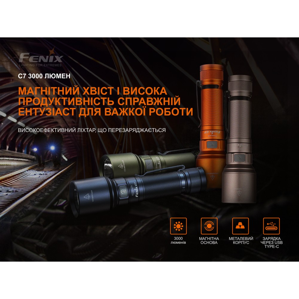 Ліхтар ручний Fenix C7 зелений | Лімітована серія, фото 5
