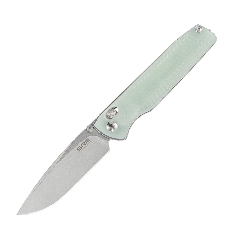 Ніж складаний туристичний SRM Terrier 258L-GC (9.3 см) D2 / G10 біло-зелений
