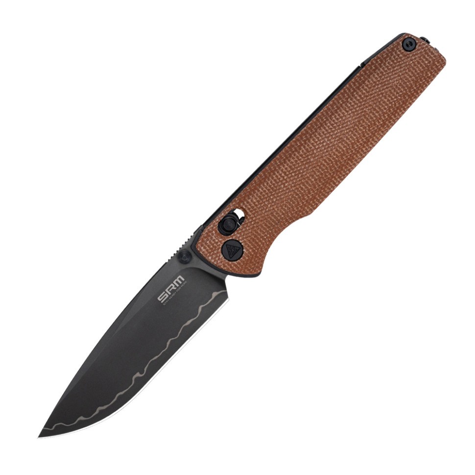 Ніж складаний туристичний SRM Terrier 258L-MN2 (9.3 см) 140Cr / Micarta коричневий