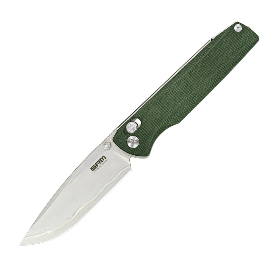 Ніж складаний туристичний SRM Terrier 258L-MG2 140Cr / Micarta зелений