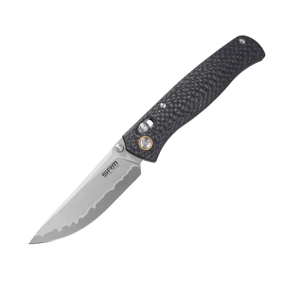 Ніж складаний туристичний SRM Medal 255L-CB2 140Cr / карбон чорний