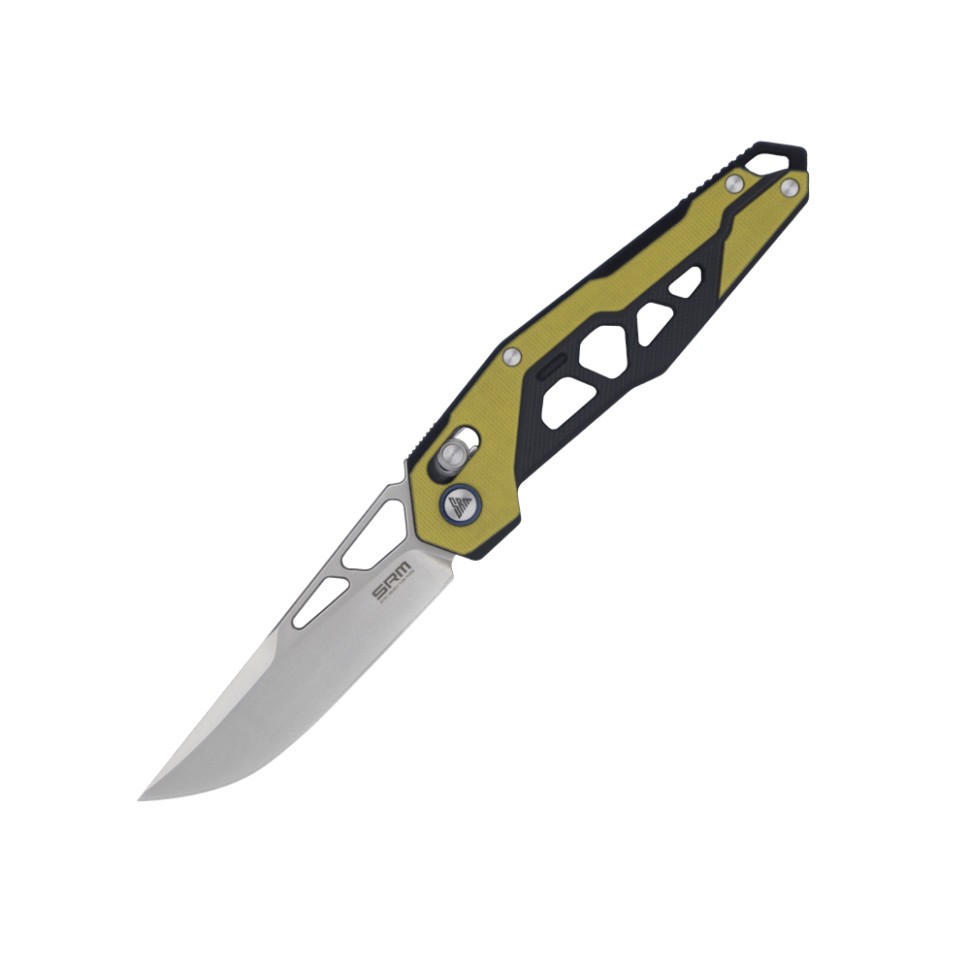 Ніж складаний туристичний SRM Mecha 9225, (8.3 см) D2 / G10 жовтий