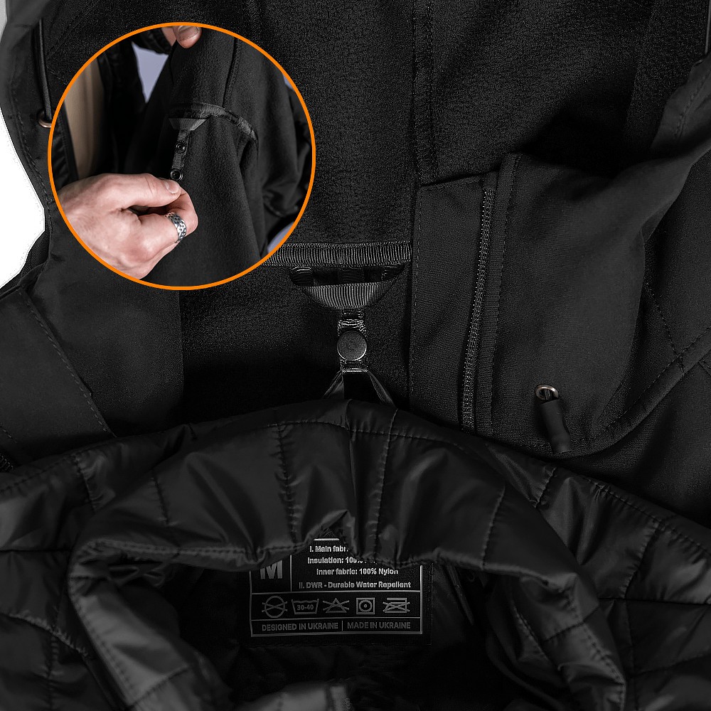 Комплект 2в1 Куртка SoftShell з підстібкою (9488+9489) Чорна (9490), S, фото 10