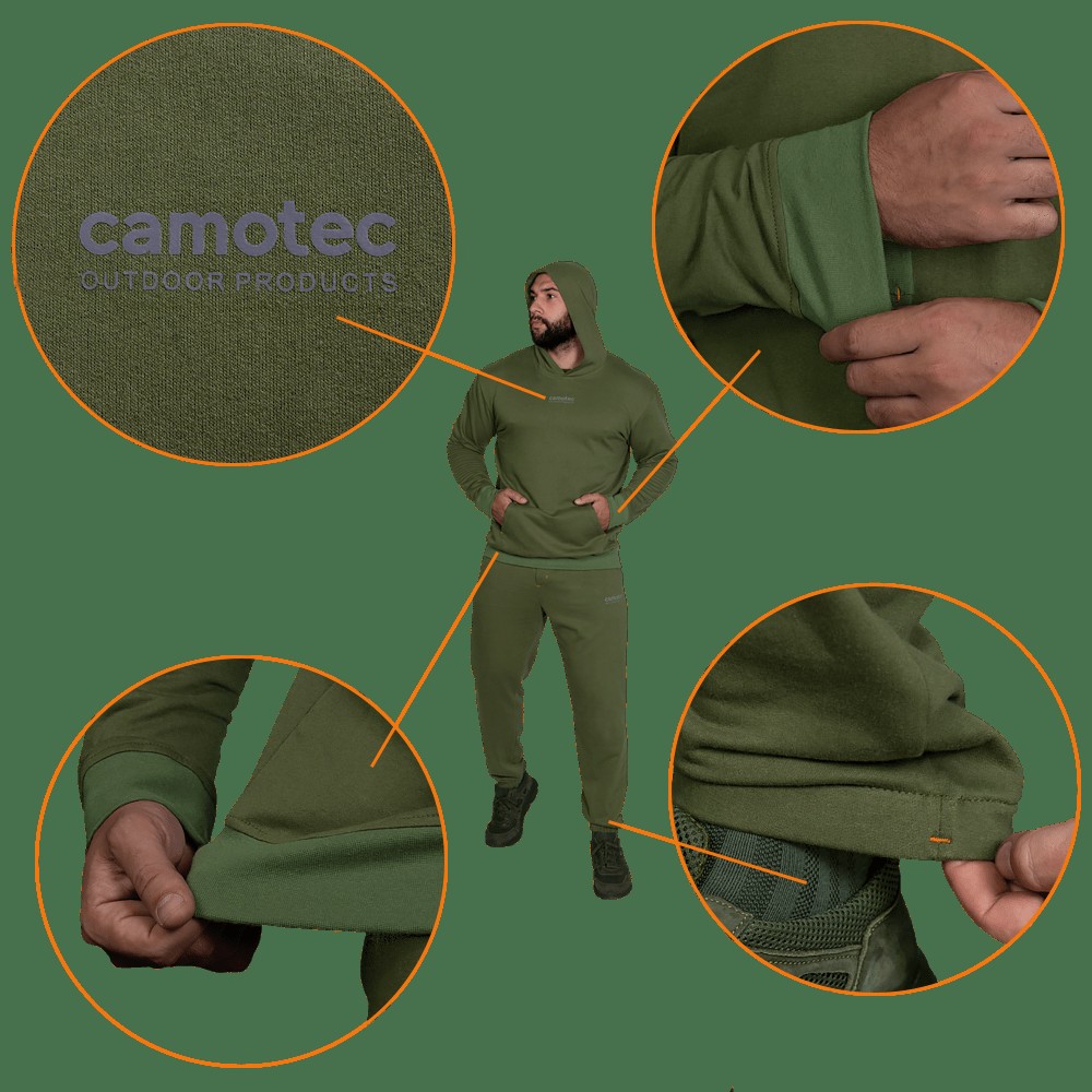 Спортивний костюм Basic Hood Cotton Олива (7383), S, фото 3